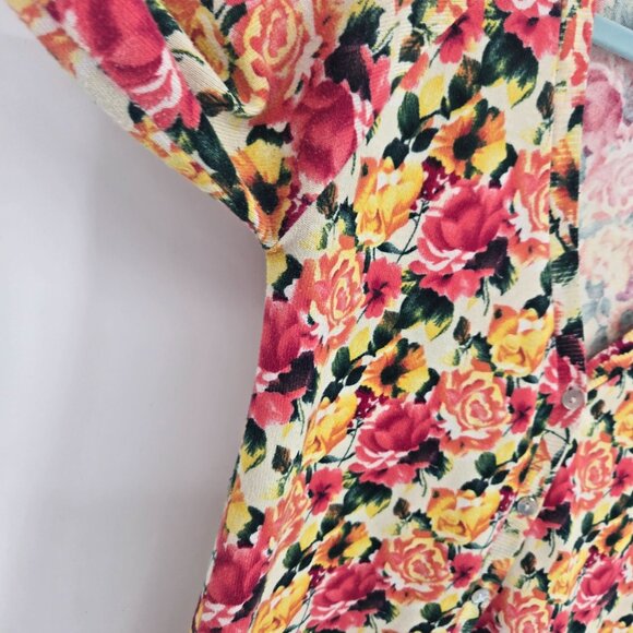 Marfinno womens Small multicolor Floral button up long sleeve cardigan sweater - Picture 3 of 8